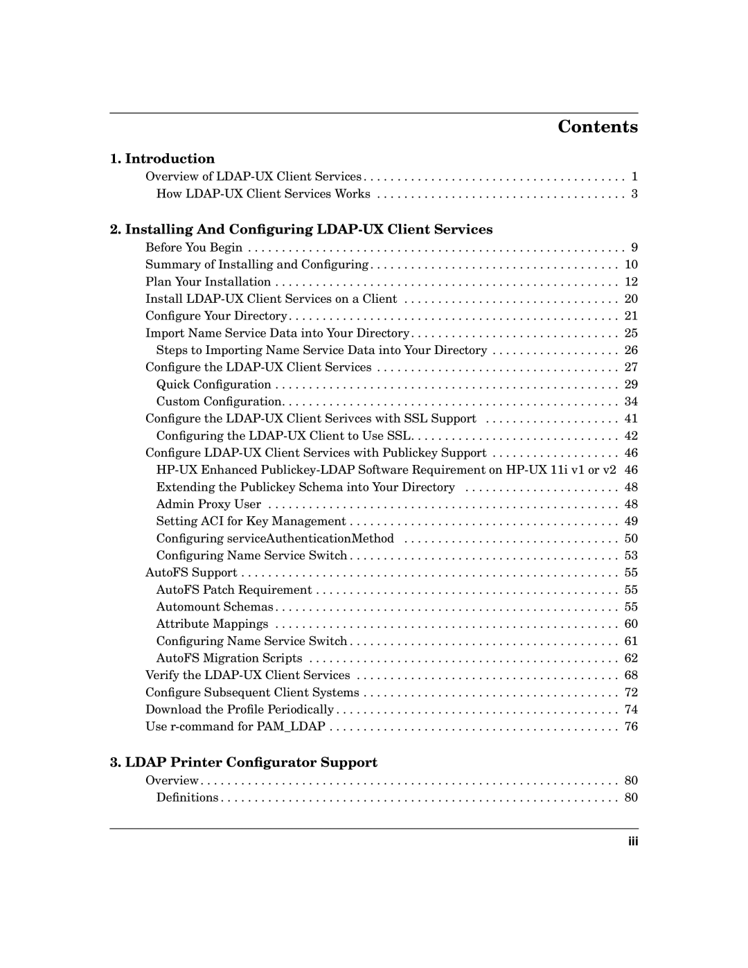 HP UX LDAP-UX Integration Software manual Contents 