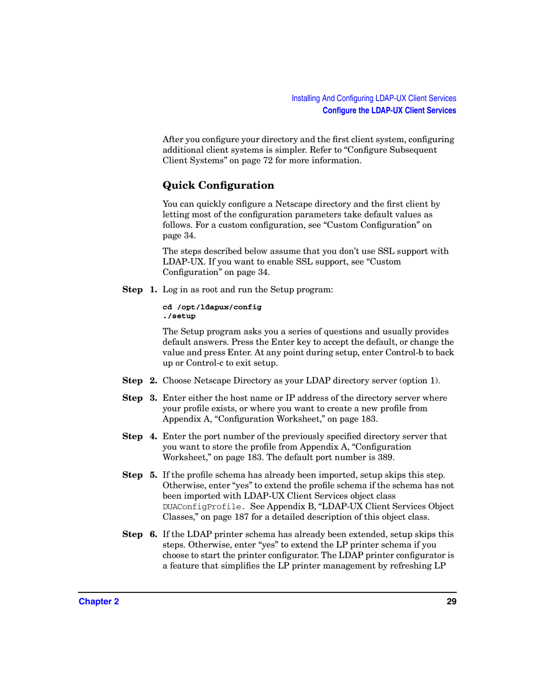 HP UX LDAP-UX Integration Software manual Quick Conﬁguration, Step 