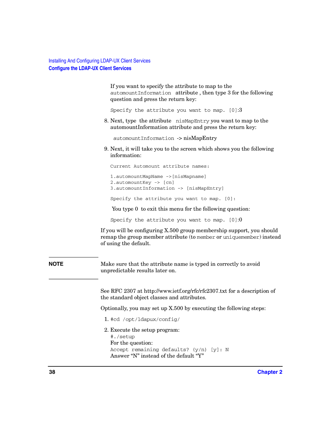 HP UX LDAP-UX Integration Software manual You type 0 to exit this menu for the following question 