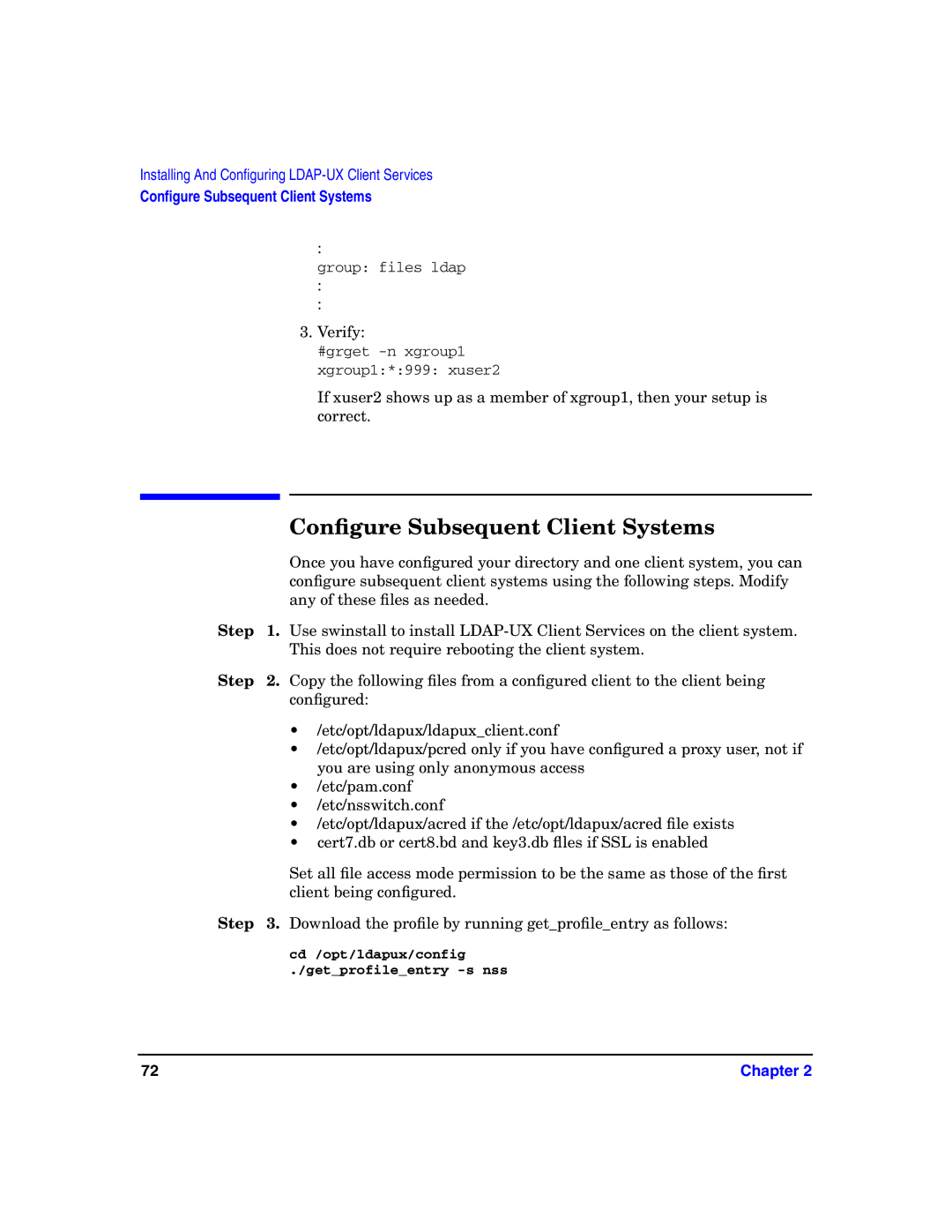 HP UX LDAP-UX Integration Software manual Conﬁgure Subsequent Client Systems 