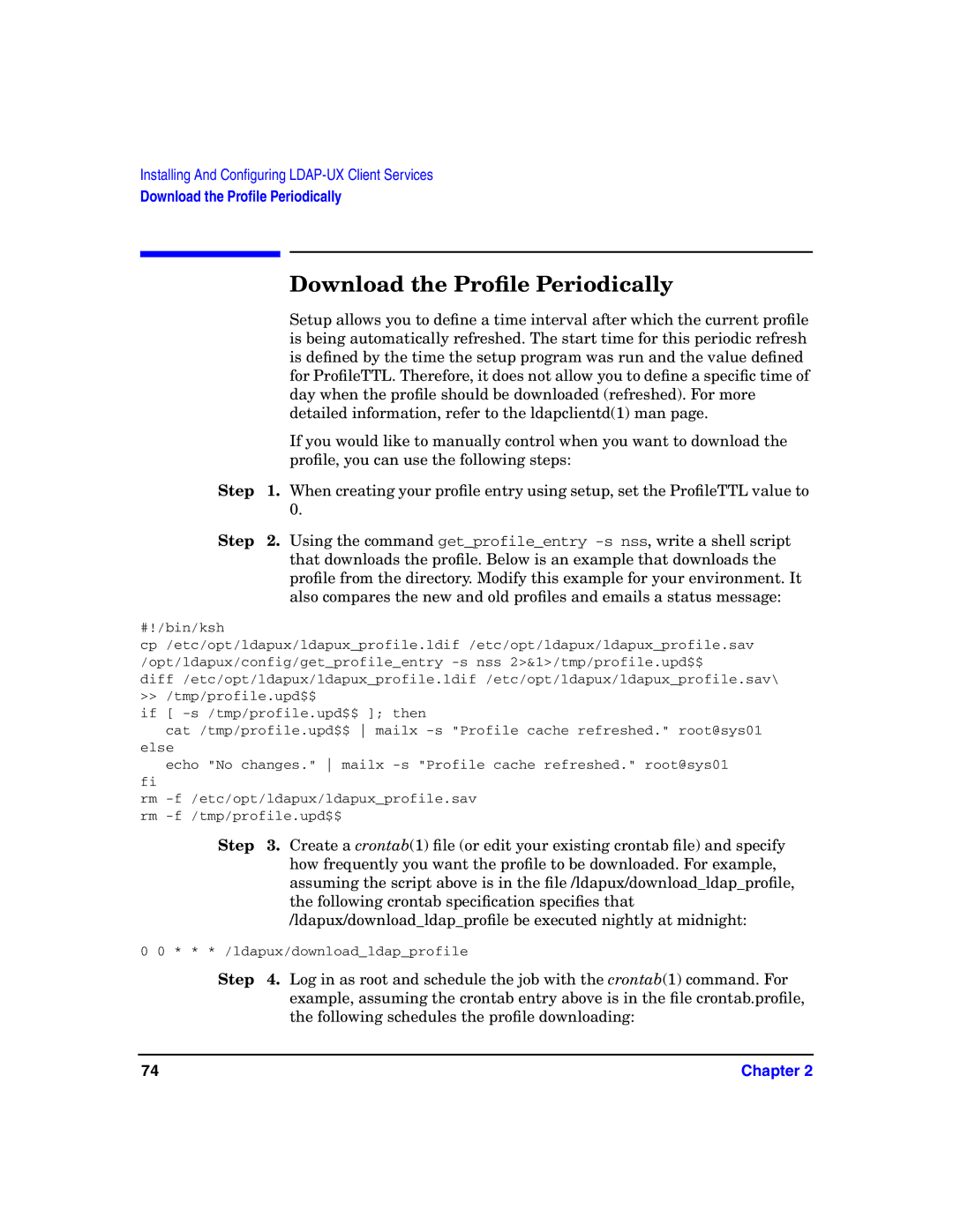 HP UX LDAP-UX Integration Software manual Download the Proﬁle Periodically 