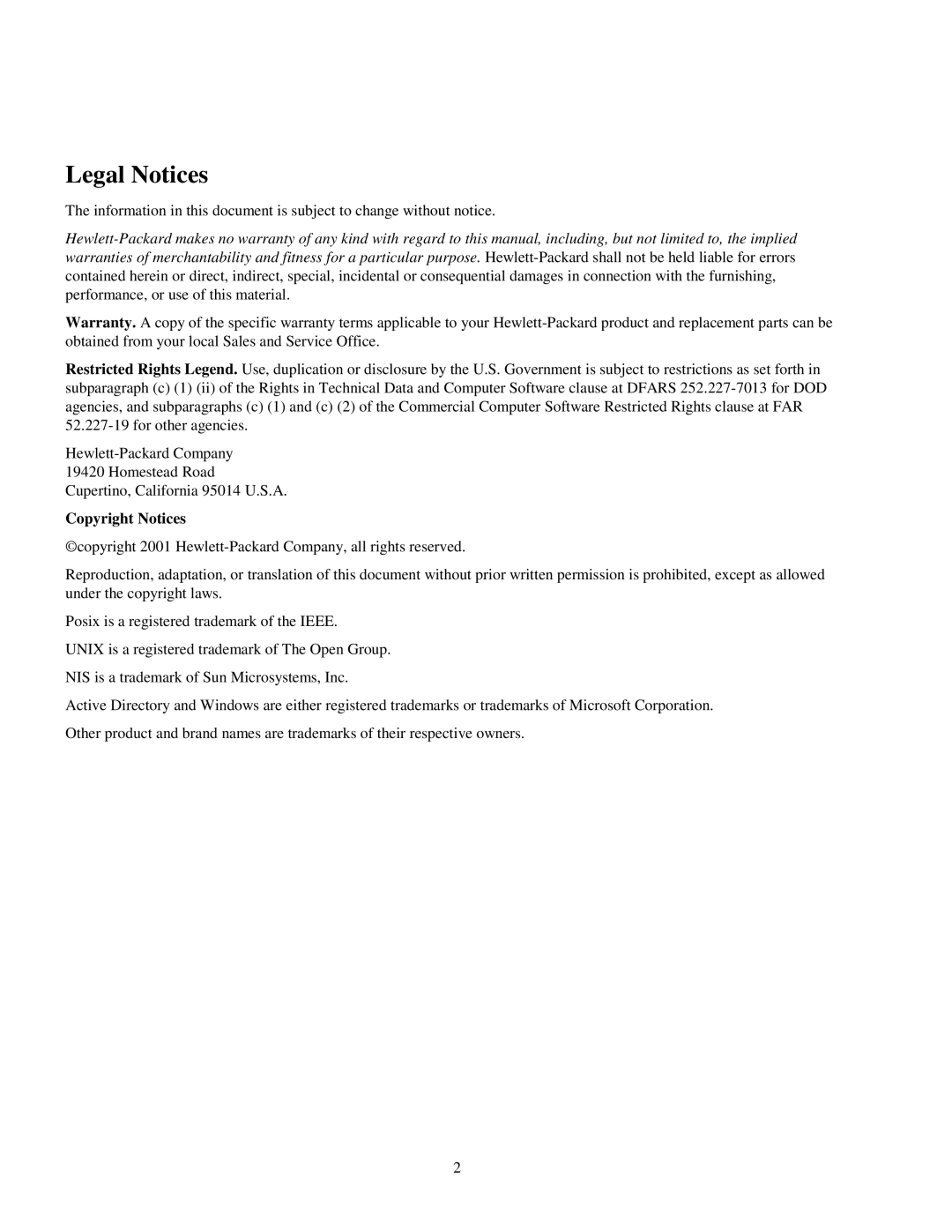 HP UX LDAP-UX Integration Software manual Legal Notices, Copyright Notices 