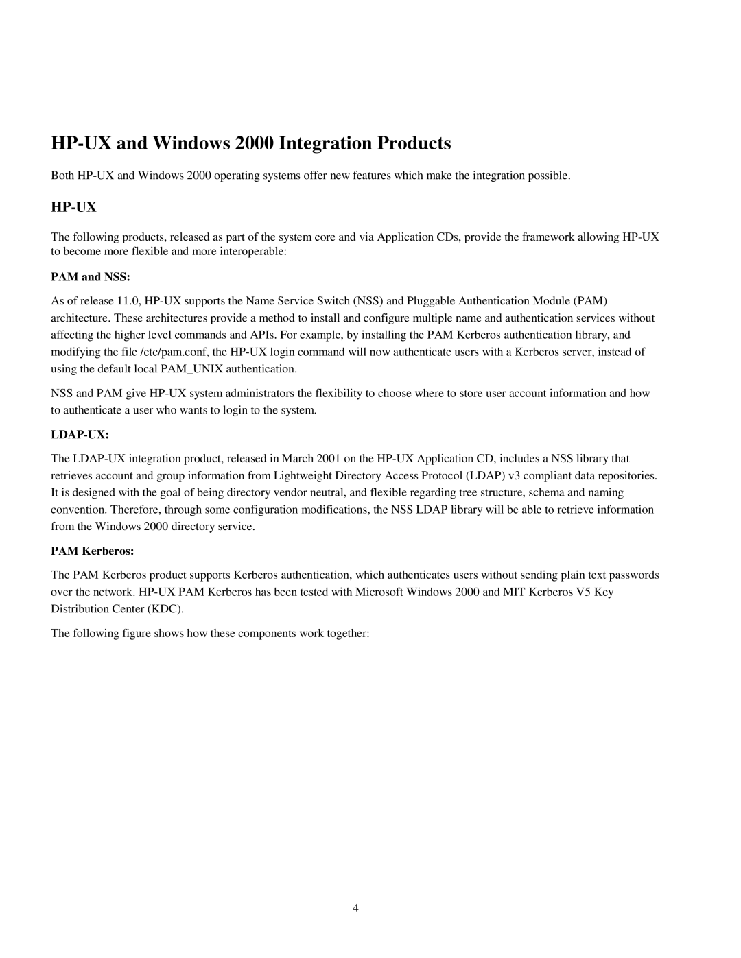 HP UX LDAP-UX Integration Software manual HP-UX and Windows 2000 Integration Products, PAM and NSS, PAM Kerberos 