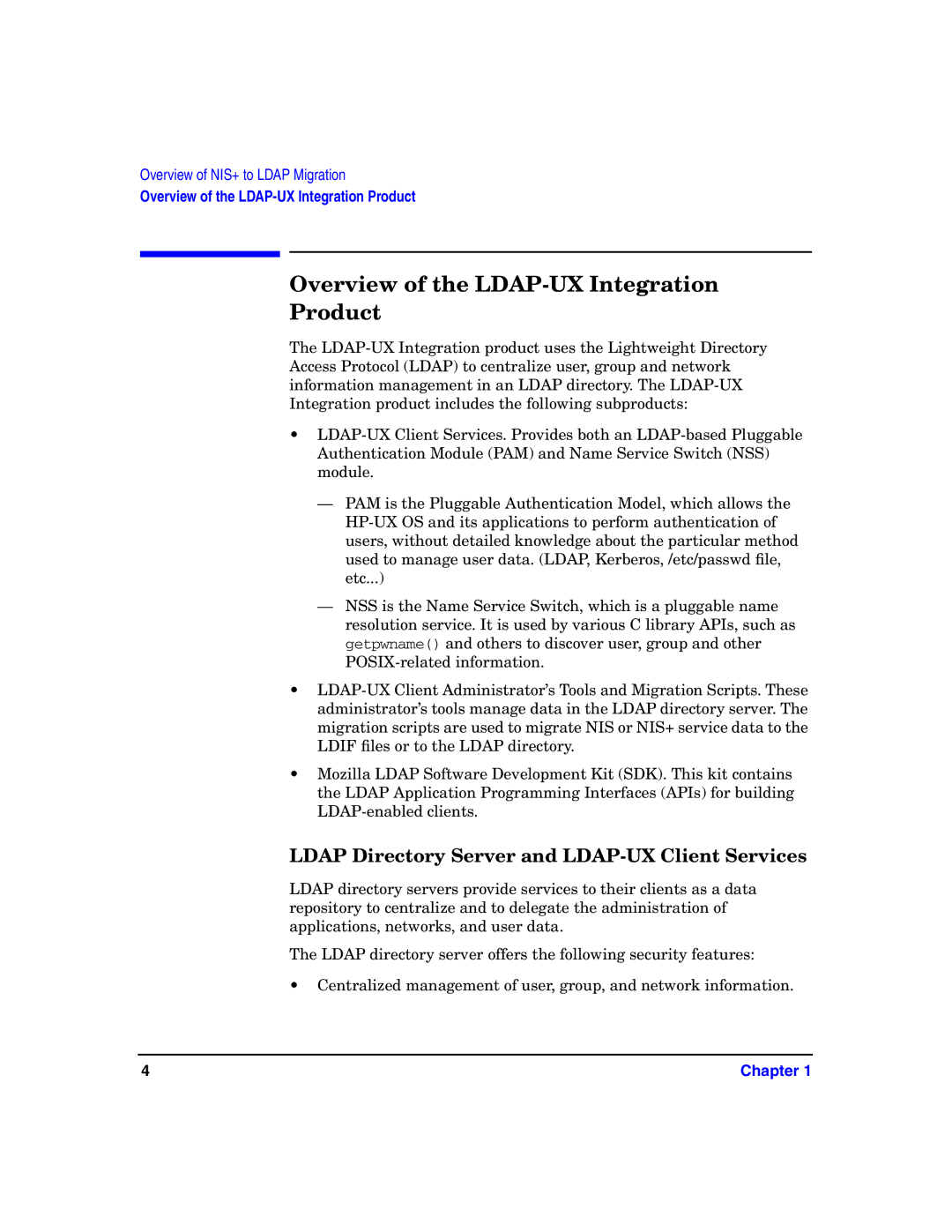 HP UX LDAP-UX Integration Software manual Overview of the LDAP-UX Integration Product 