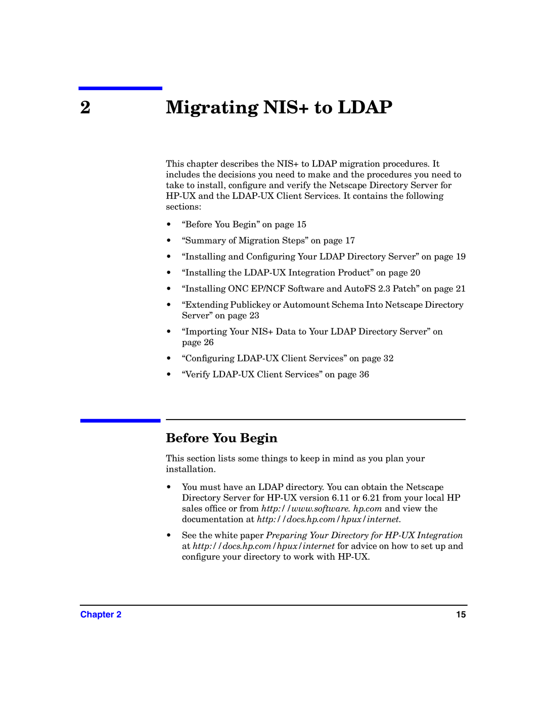 HP UX LDAP-UX Integration Software manual Migrating NIS+ to Ldap, Before You Begin 