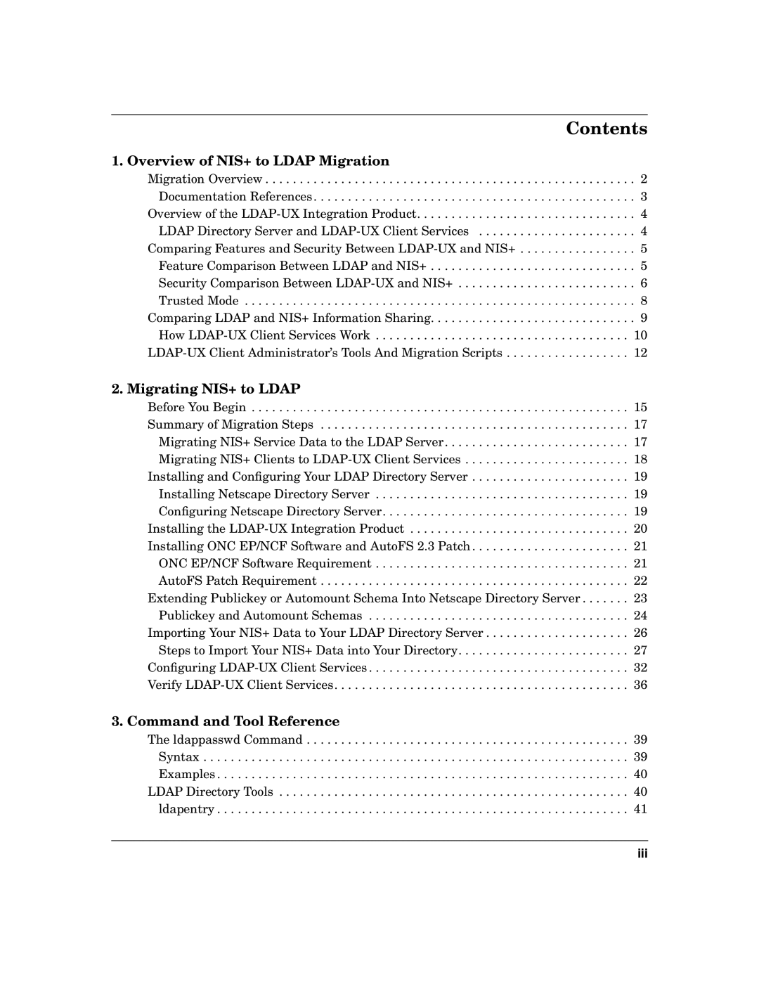 HP UX LDAP-UX Integration Software manual Contents 