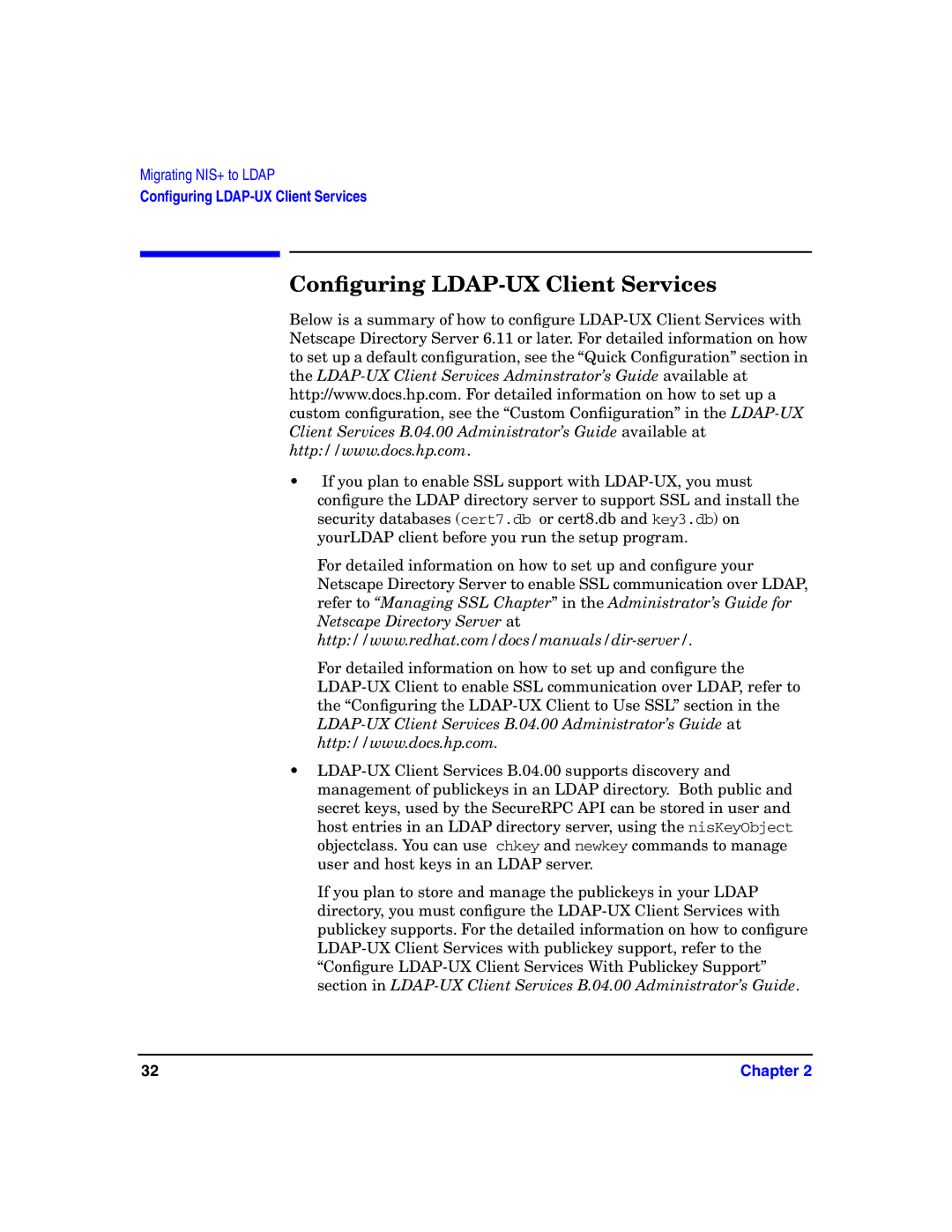 HP UX LDAP-UX Integration Software manual Conﬁguring LDAP-UX Client Services 