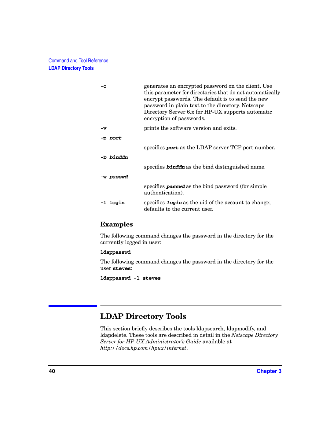 HP UX LDAP-UX Integration Software manual Ldap Directory Tools, Examples 