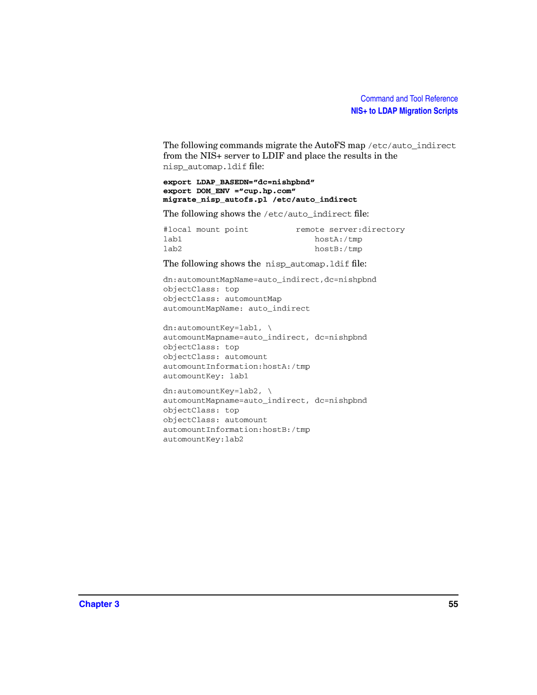 HP UX LDAP-UX Integration Software manual Following shows the nispautomap.ldif ﬁle 