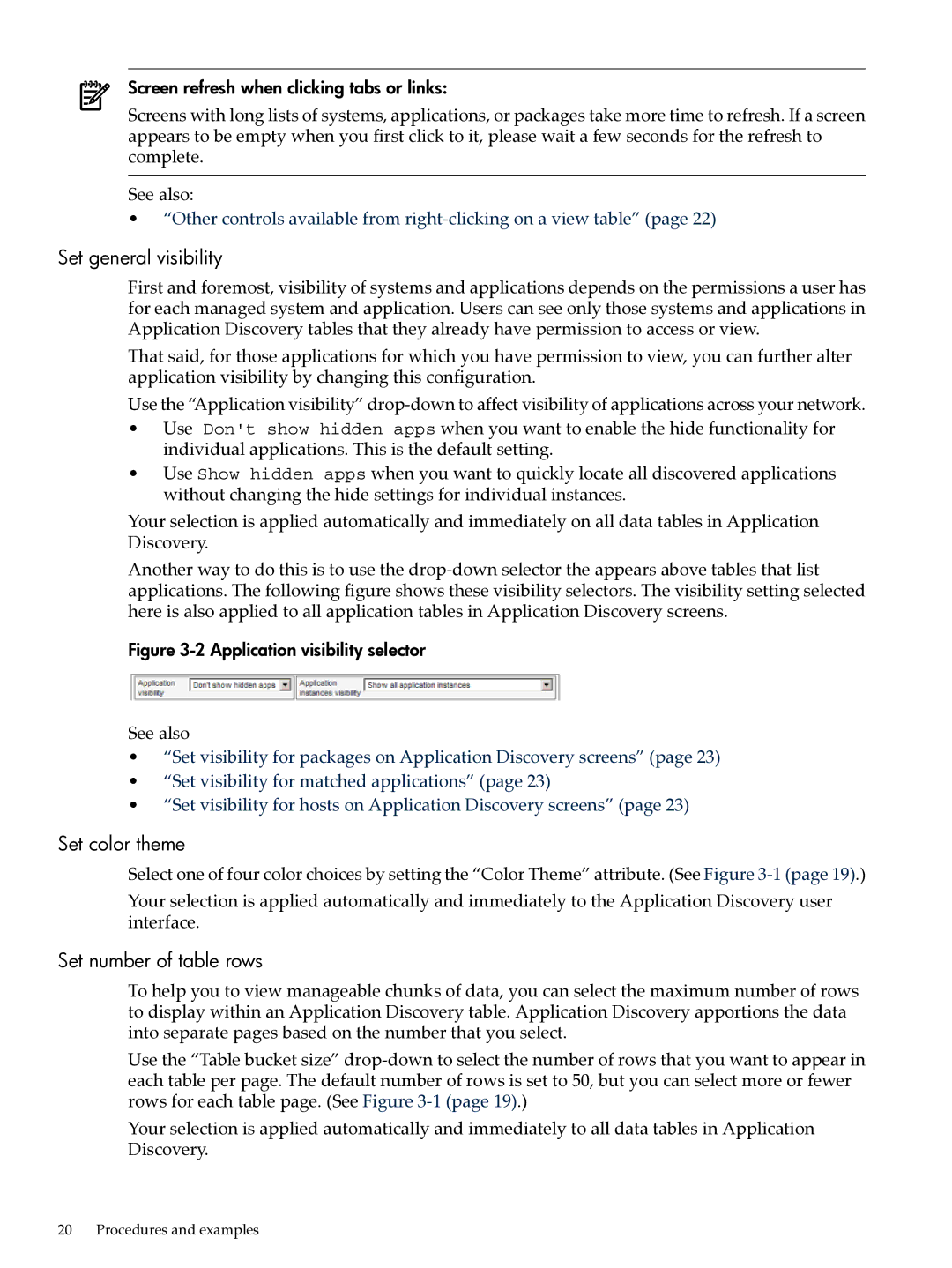 HP UX Matrix Operating EnvIronment manual Set general visibility, Set color theme, Set number of table rows 