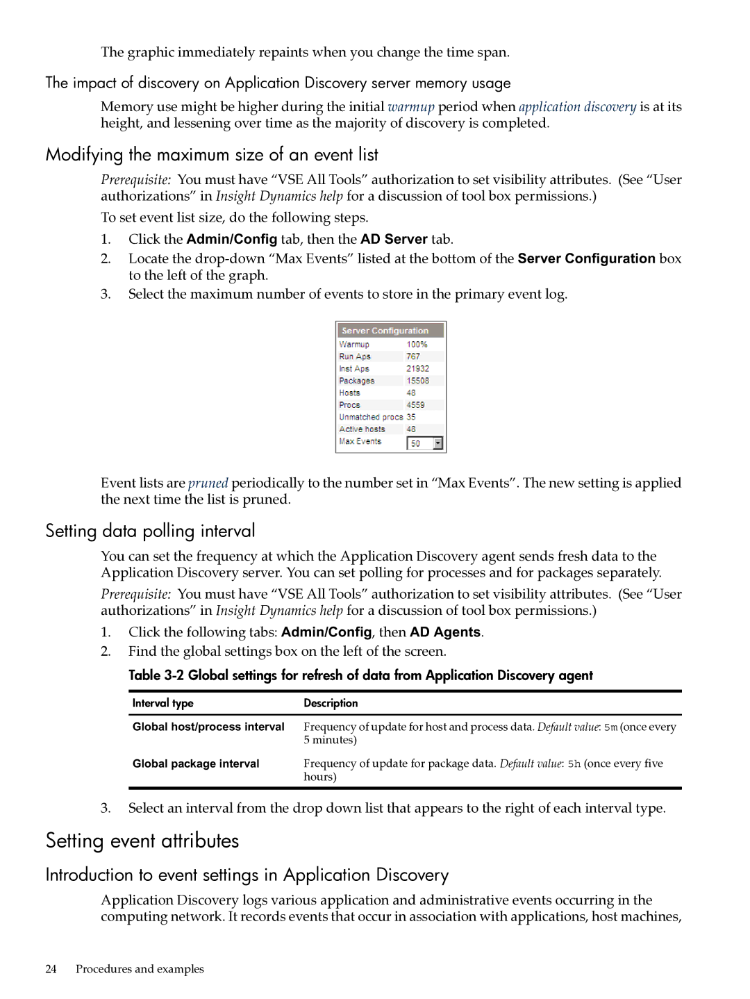 HP UX Matrix Operating EnvIronment manual Setting event attributes, Modifying the maximum size of an event list 