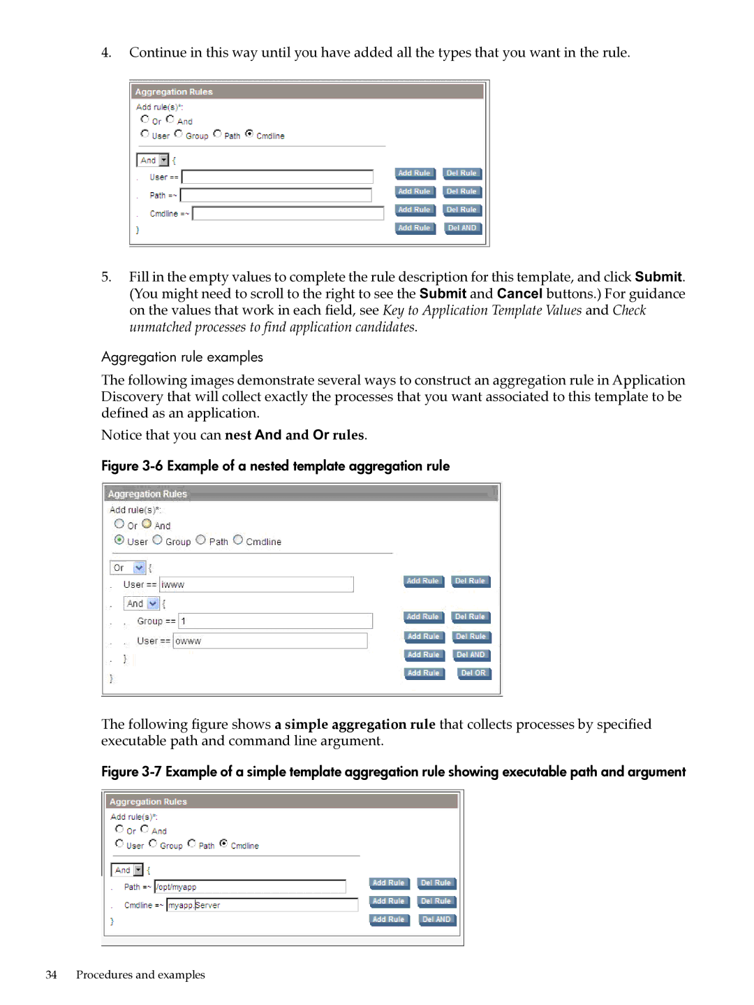 HP UX Matrix Operating EnvIronment manual Example of a nested template aggregation rule 