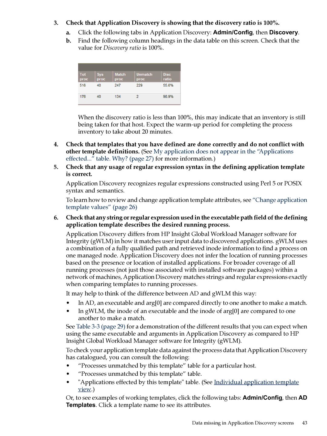 HP UX Matrix Operating EnvIronment manual Data missing in Application Discovery screens 