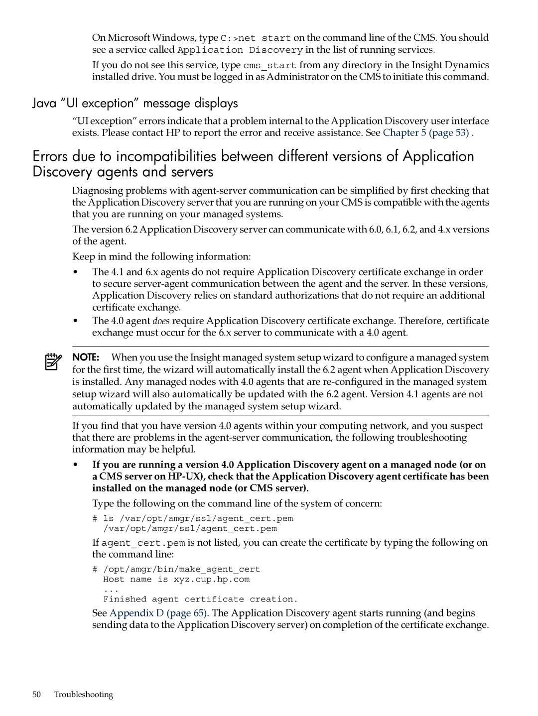 HP UX Matrix Operating EnvIronment manual Java UI exception message displays 