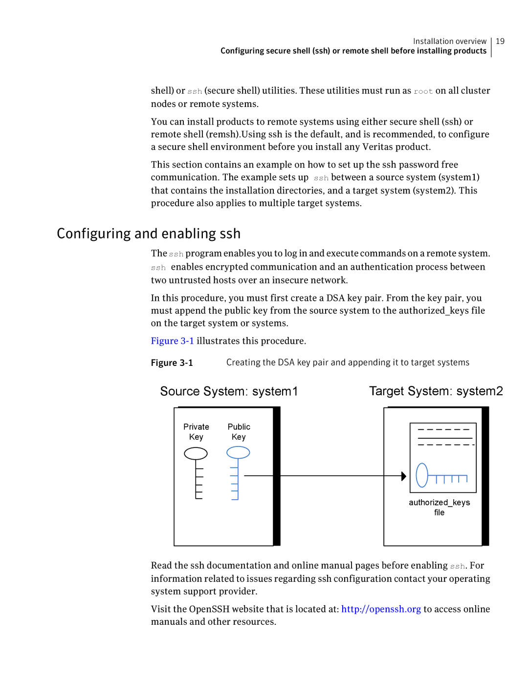 HP UX Operating Systems manual Configuring and enabling ssh, Source System system1 Target System system2 