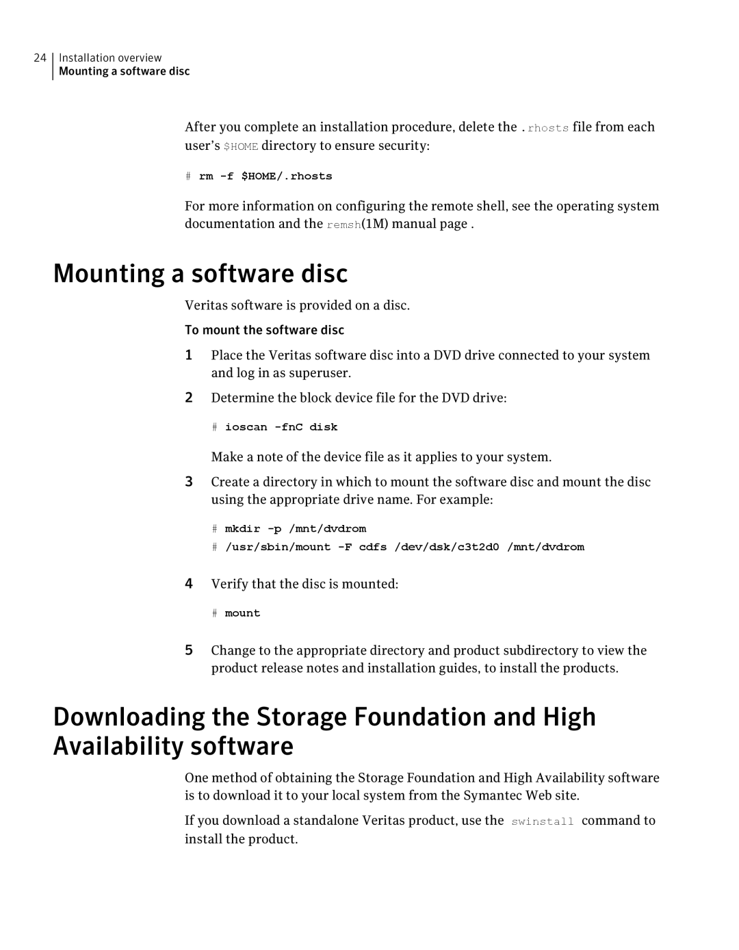 HP UX Operating Systems manual Mounting a software disc, Verify that the disc is mounted 