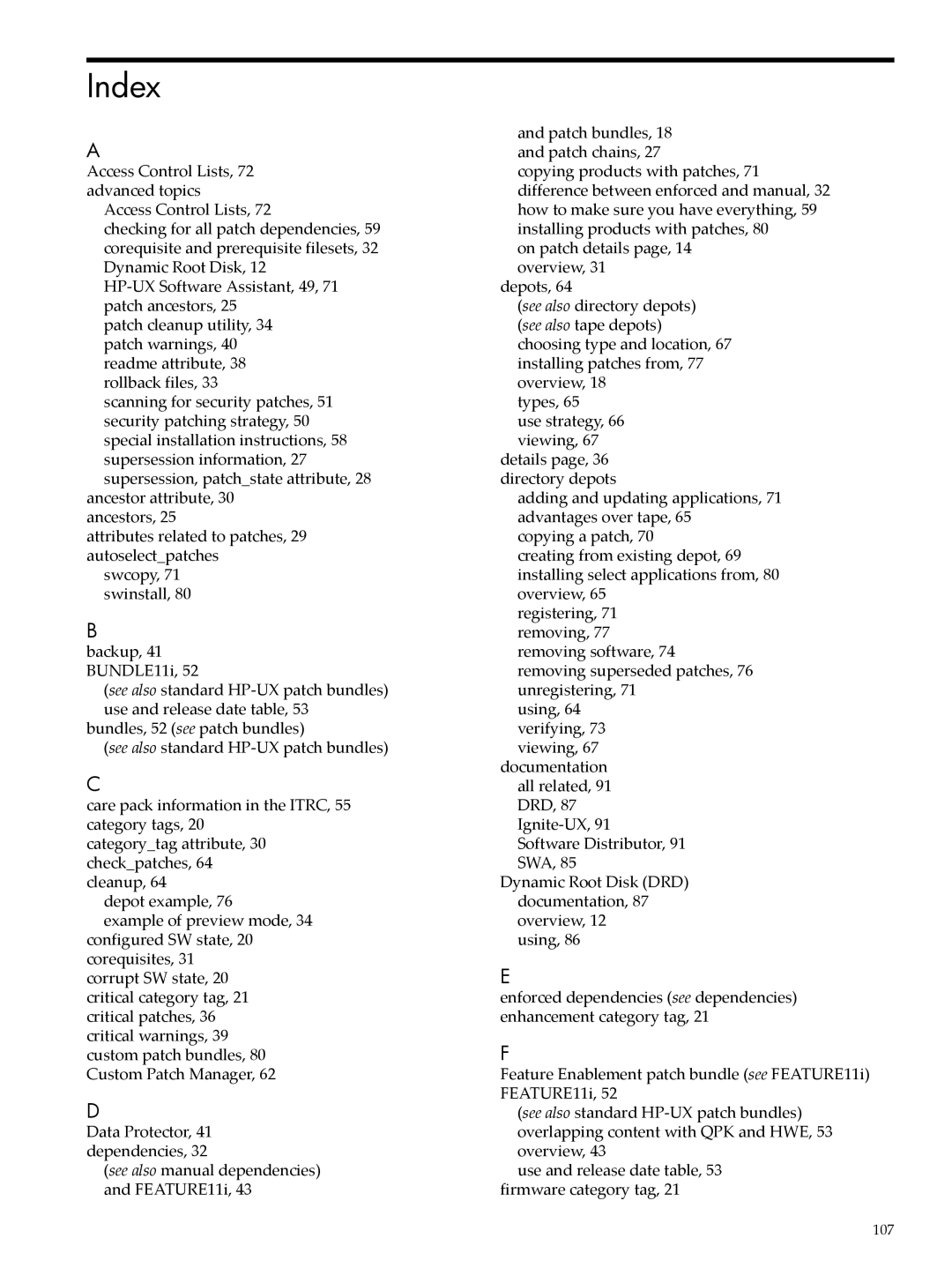 HP UX Patch Management manual Index 