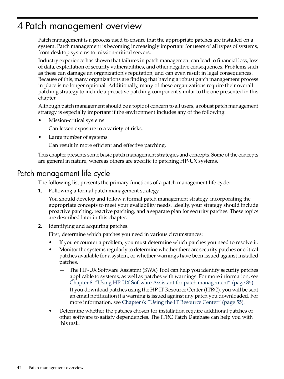 HP UX Patch Management manual Patch management overview, Patch management life cycle 