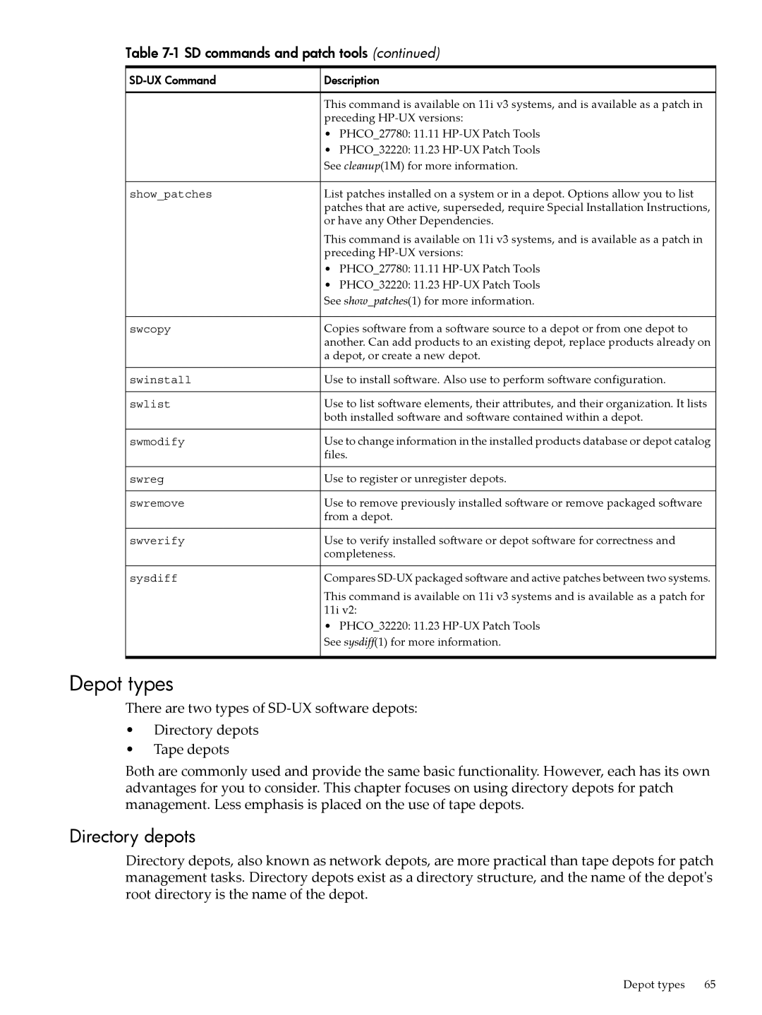 HP UX Patch Management manual Depot types, Directory depots 