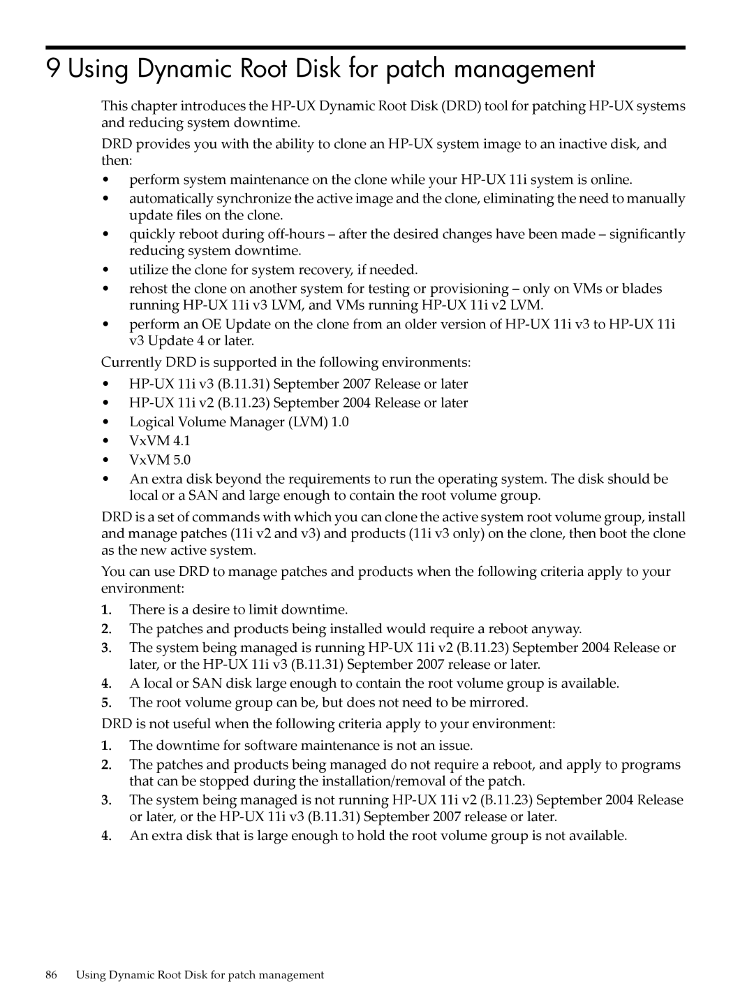 HP UX Patch Management manual Using Dynamic Root Disk for patch management 