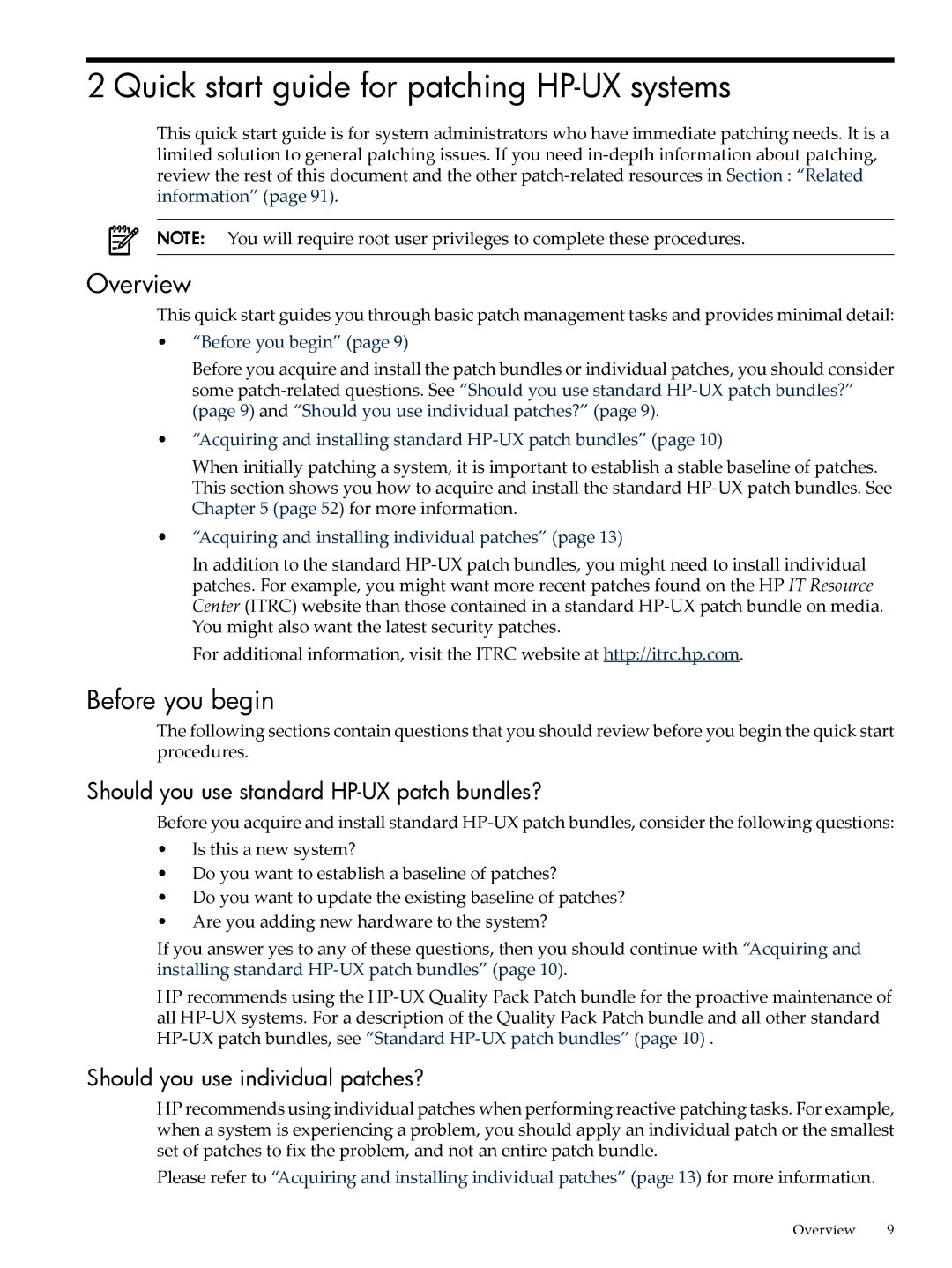 HP UX Patch Management manual Quick start guide for patching HP-UX systems, Overview, Before you begin 