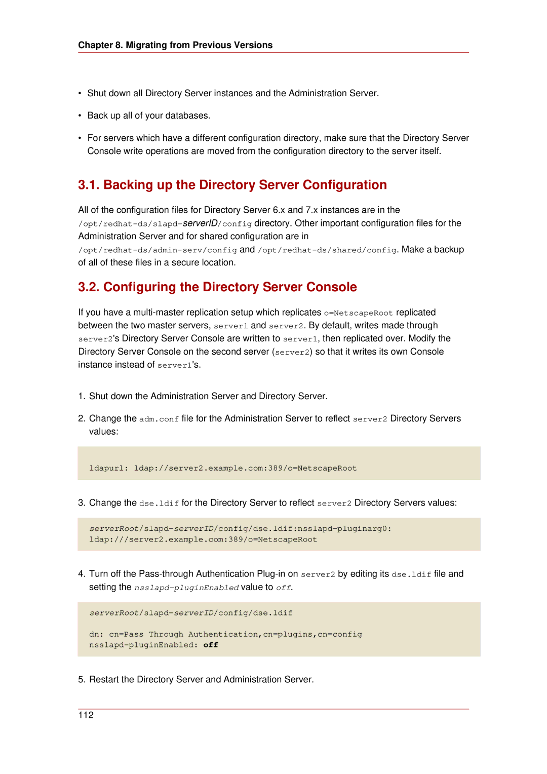 HP UX Red Hat Direry Server Software manual Backing up the Directory Server Configuration 