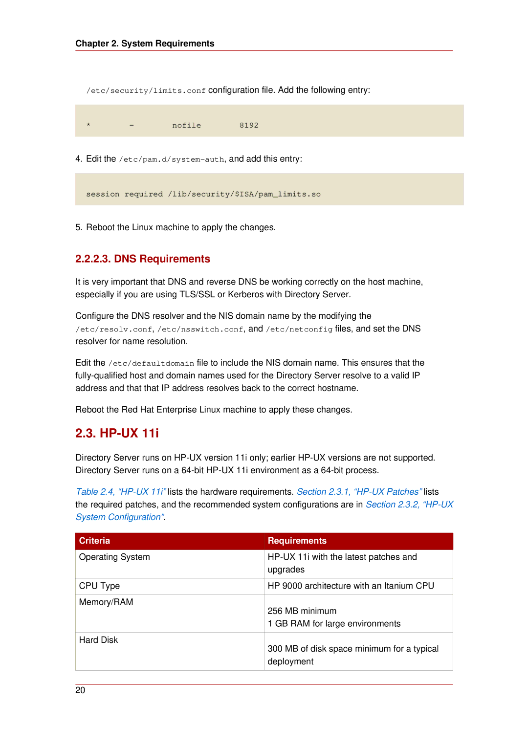 HP UX Red Hat Direry Server Software manual Hp-Ux, DNS Requirements 