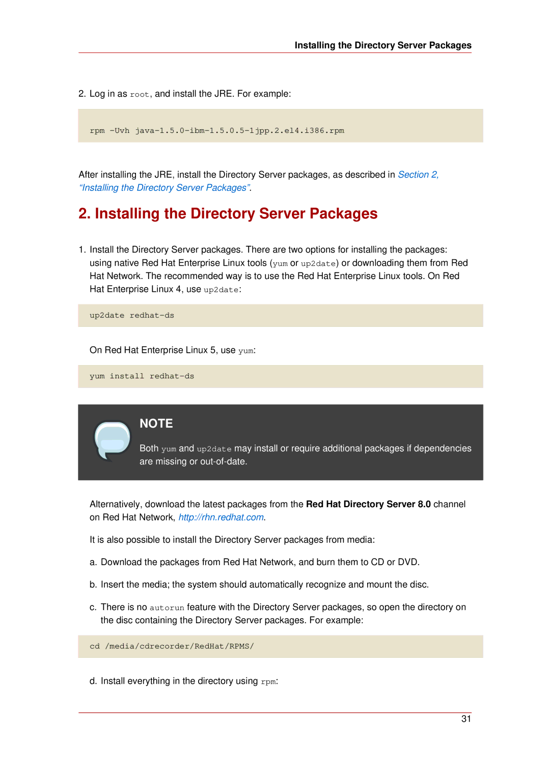 HP UX Red Hat Direry Server Software manual Installing the Directory Server Packages 