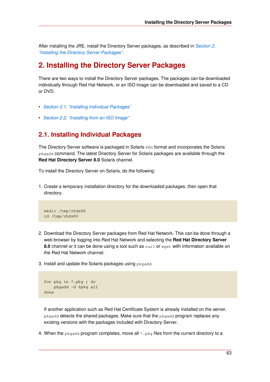 HP UX Red Hat Direry Server Software manual Installing Individual Packages 