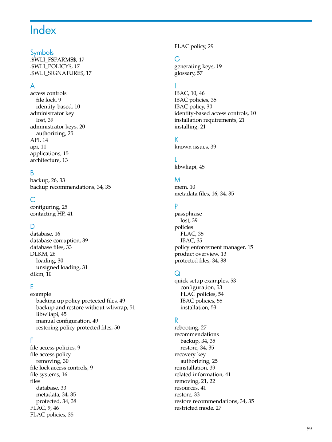 HP UX Security Products and Features Software manual Index, Symbols 