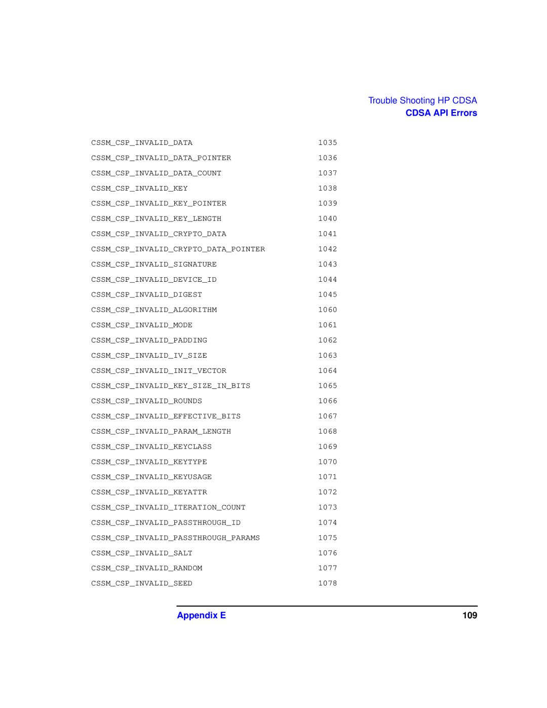 HP UX Security Products and Features Software manual Appendix E 109 