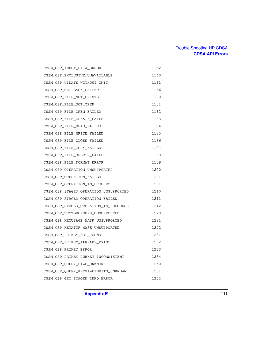 HP UX Security Products and Features Software manual Appendix E 111 