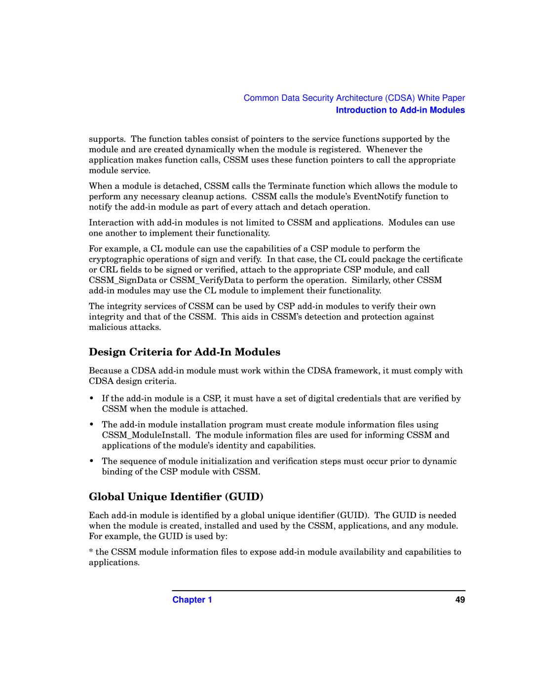 HP UX Security Products and Features Software manual Design Criteria for Add-In Modules, Global Unique Identiﬁer Guid 