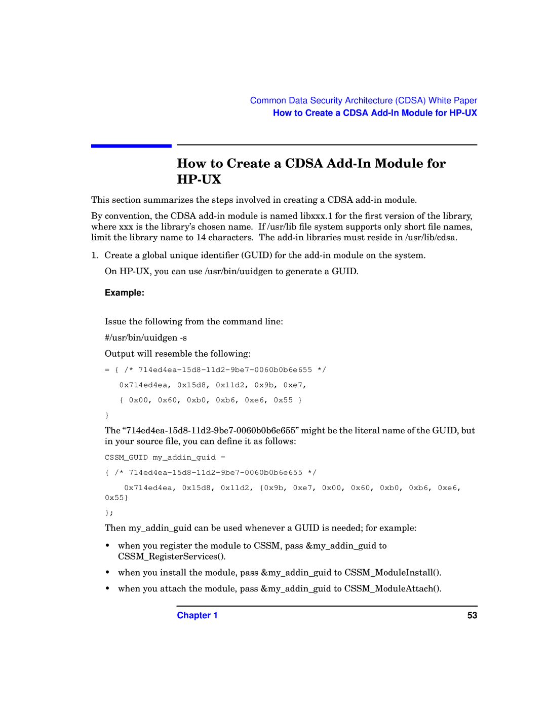 HP UX Security Products and Features Software manual How to Create a Cdsa Add-In Module for 