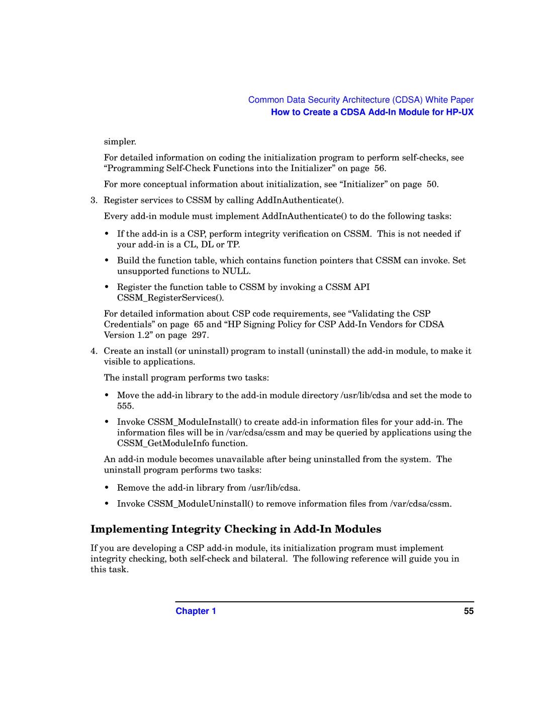 HP UX Security Products and Features Software manual Implementing Integrity Checking in Add-In Modules 