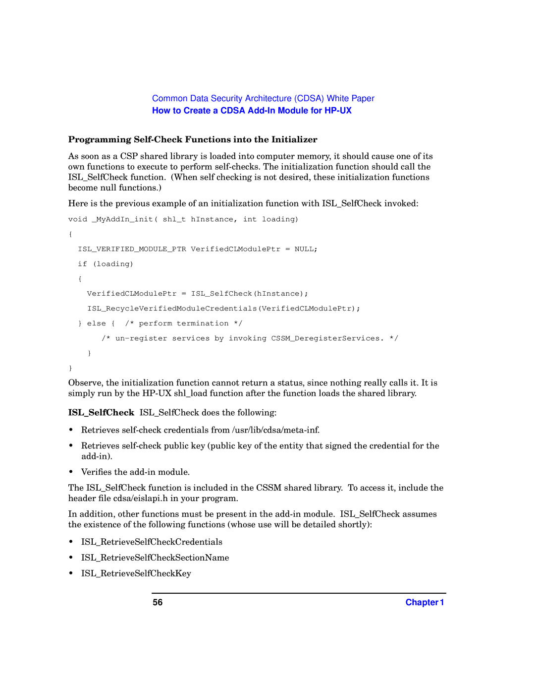 HP UX Security Products and Features Software manual Programming Self-Check Functions into the Initializer 