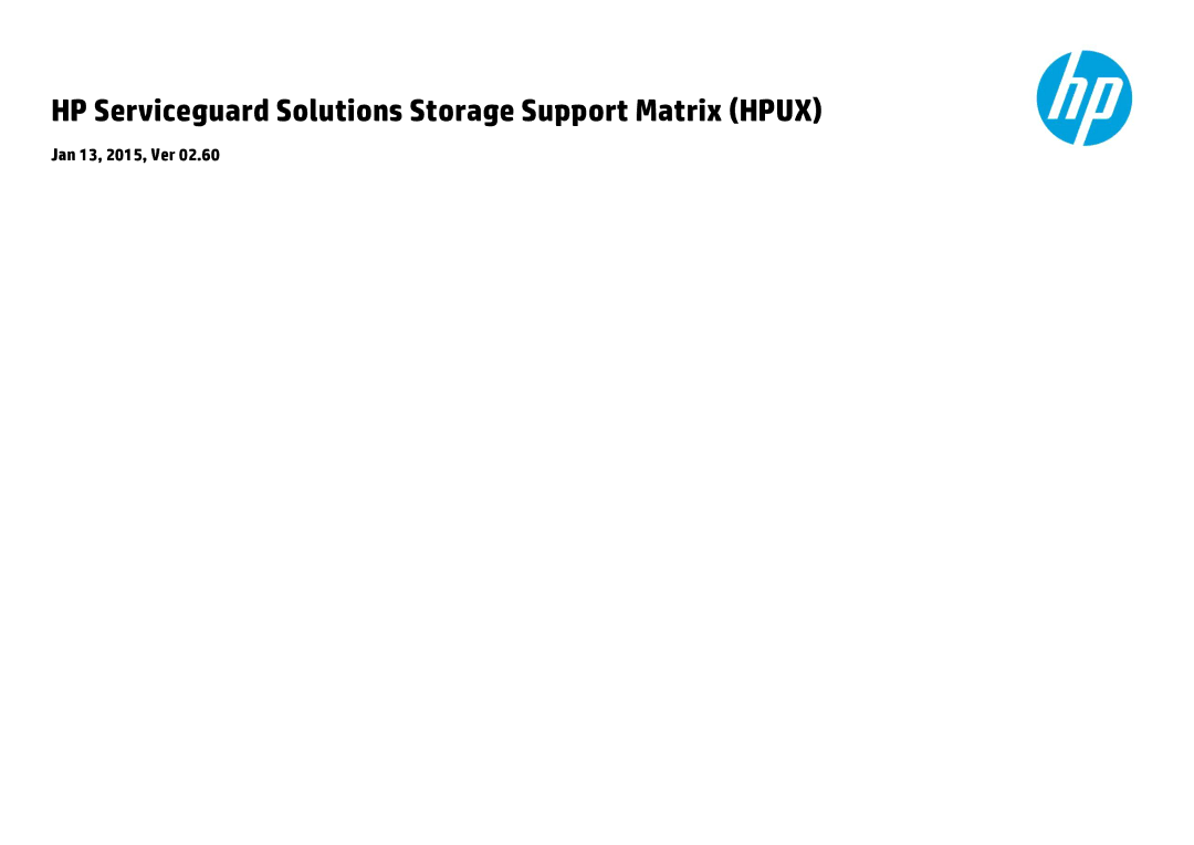 HP UX Serviceguard High Availability Software manual HP Serviceguard Solutions Storage Support Matrix Hpux 