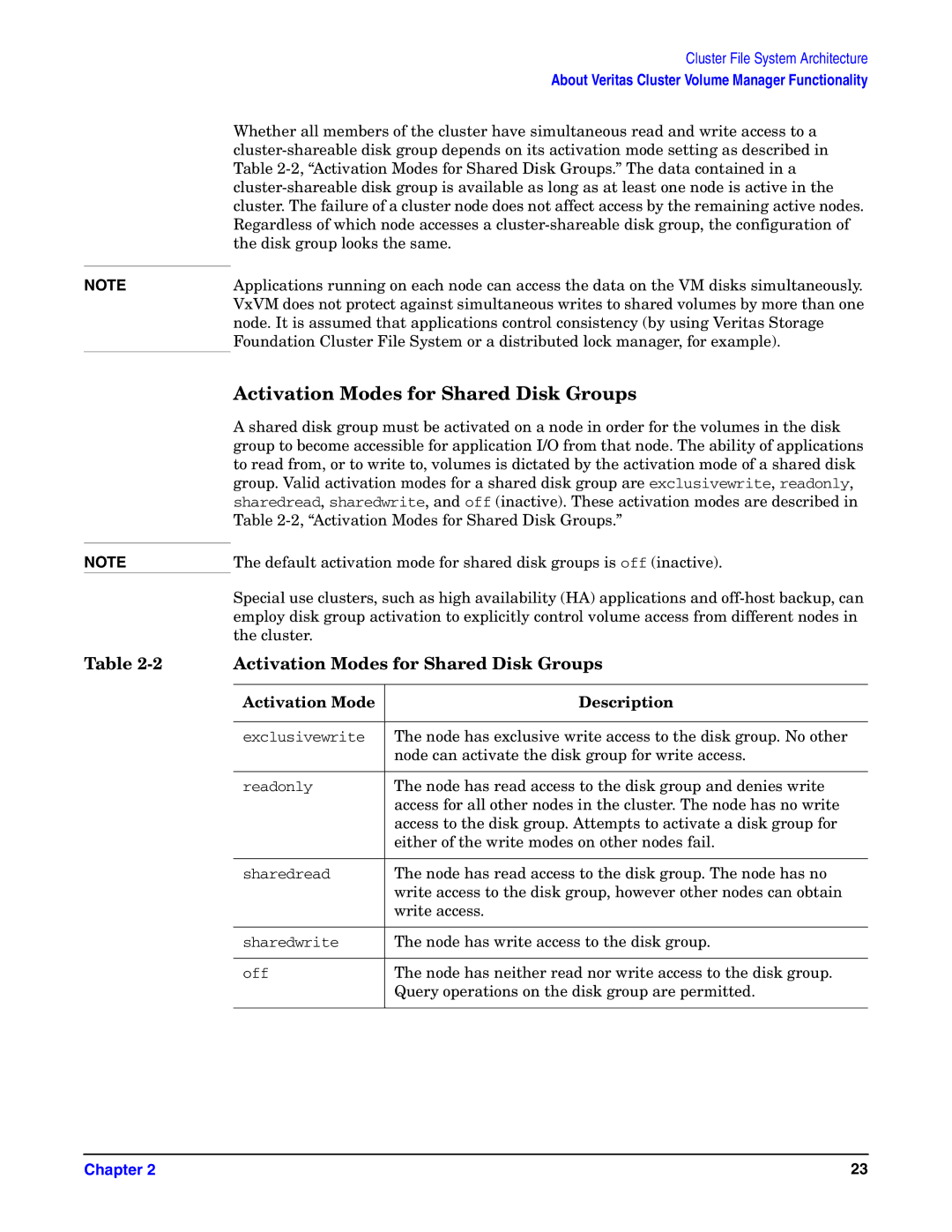 HP UX Serviceguard Storage Management Software manual Activation Modes for Shared Disk Groups 