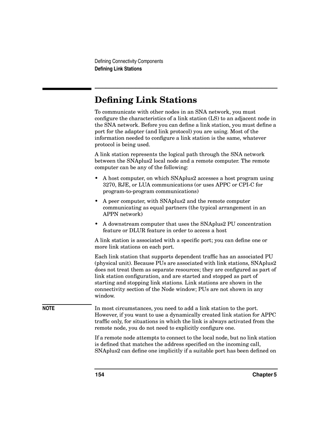 HP UX SNAplus2 manual Deﬁning Link Stations 