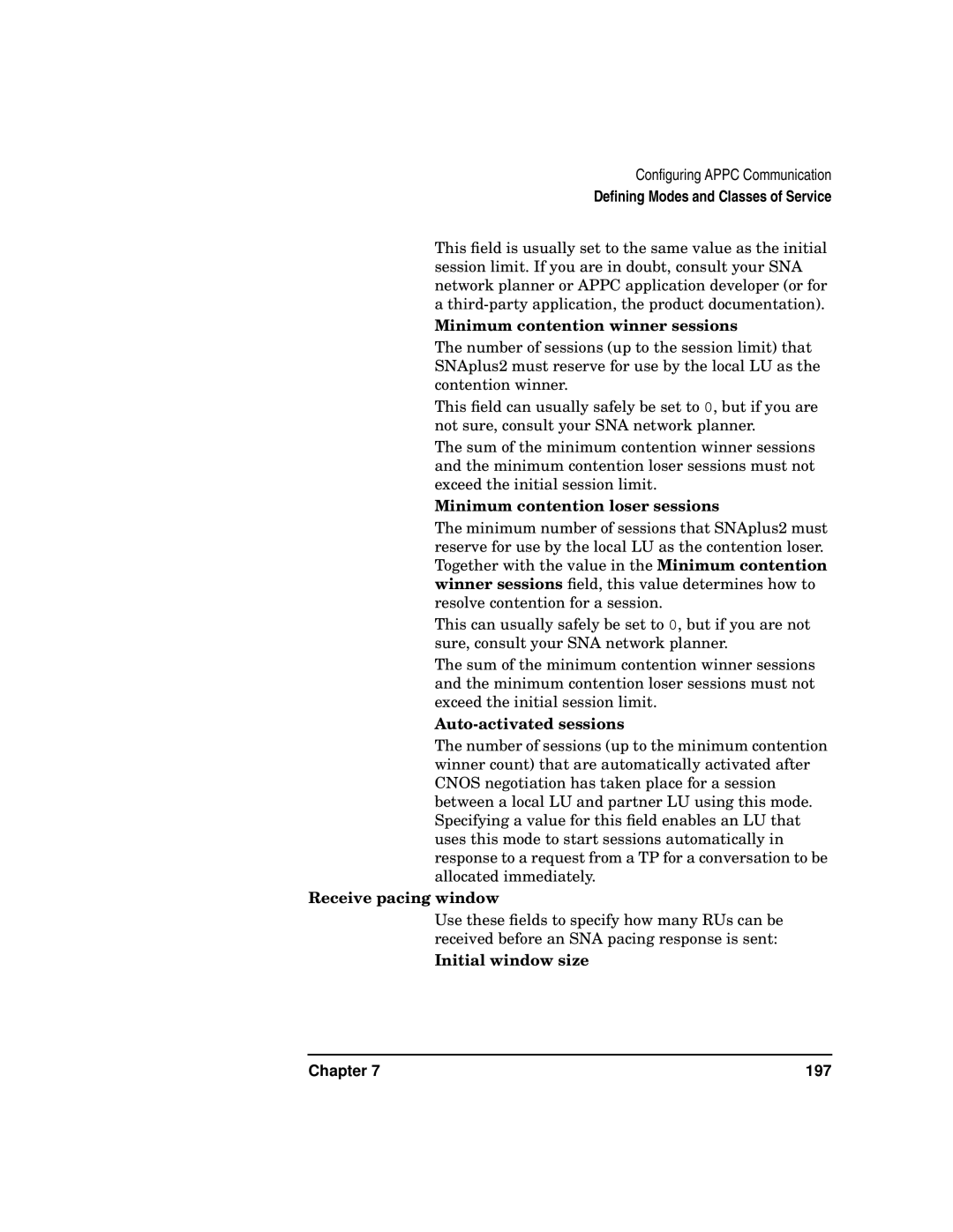 HP UX SNAplus2 manual Minimum contention winner sessions, Minimum contention loser sessions, Auto-activated sessions 