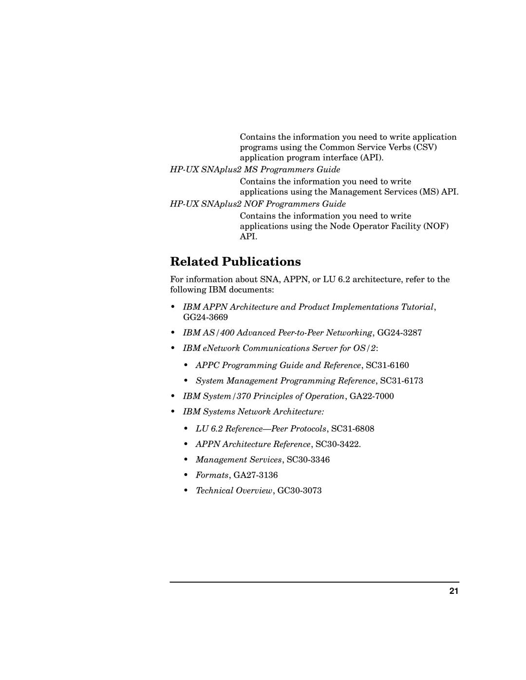 HP manual Related Publications, HP-UX SNAplus2 MS Programmers Guide 