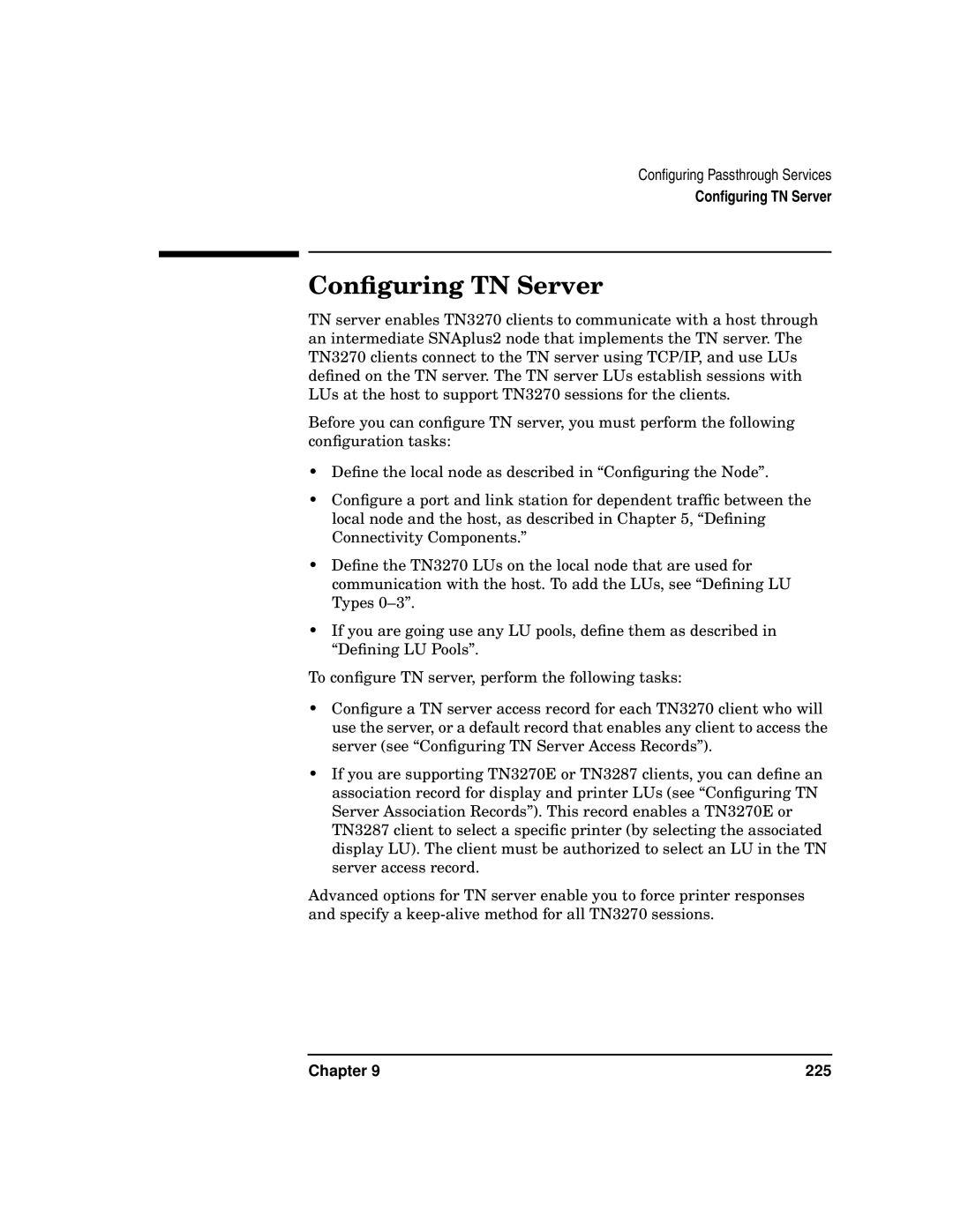 HP UX SNAplus2 manual Conﬁguring TN Server 