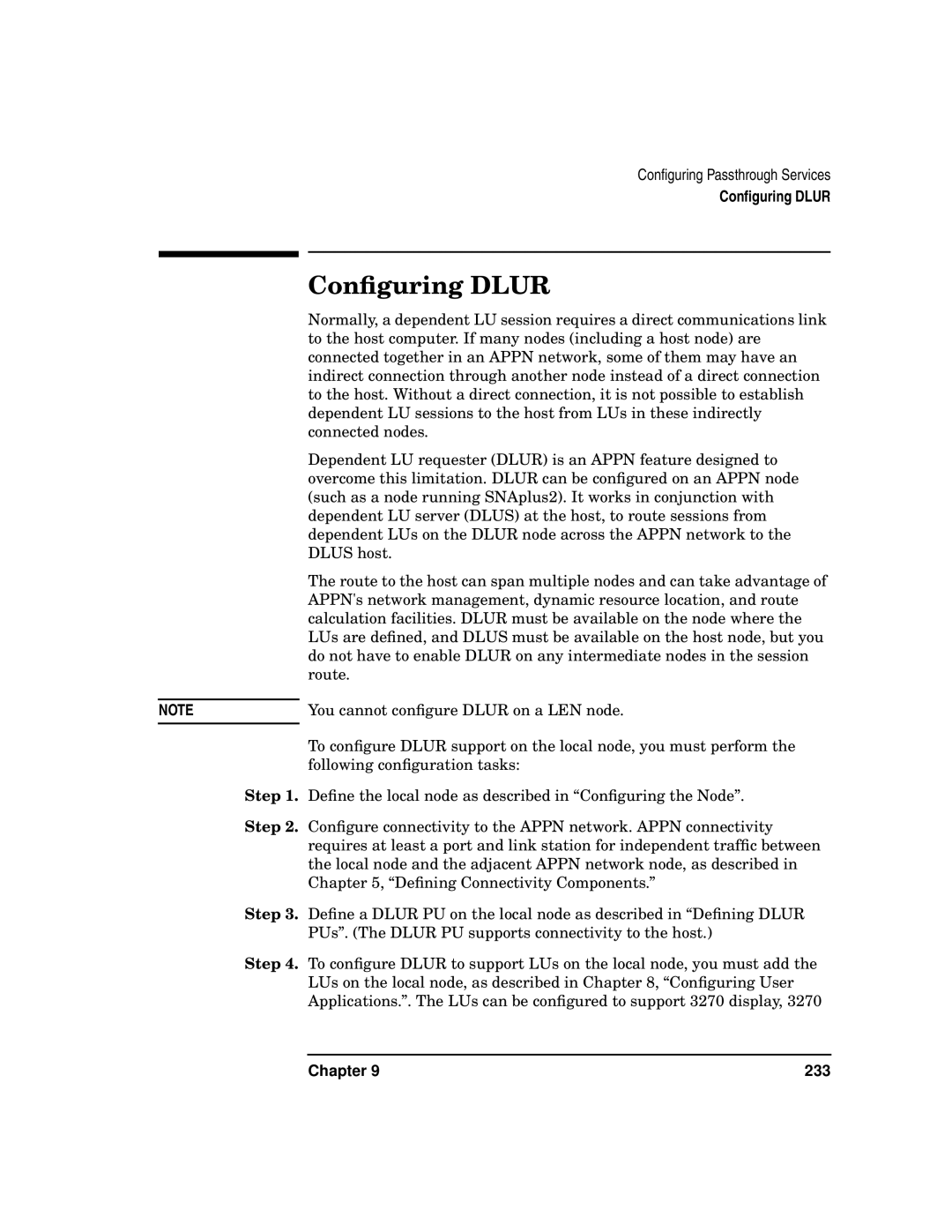 HP UX SNAplus2 manual Conﬁguring Dlur 