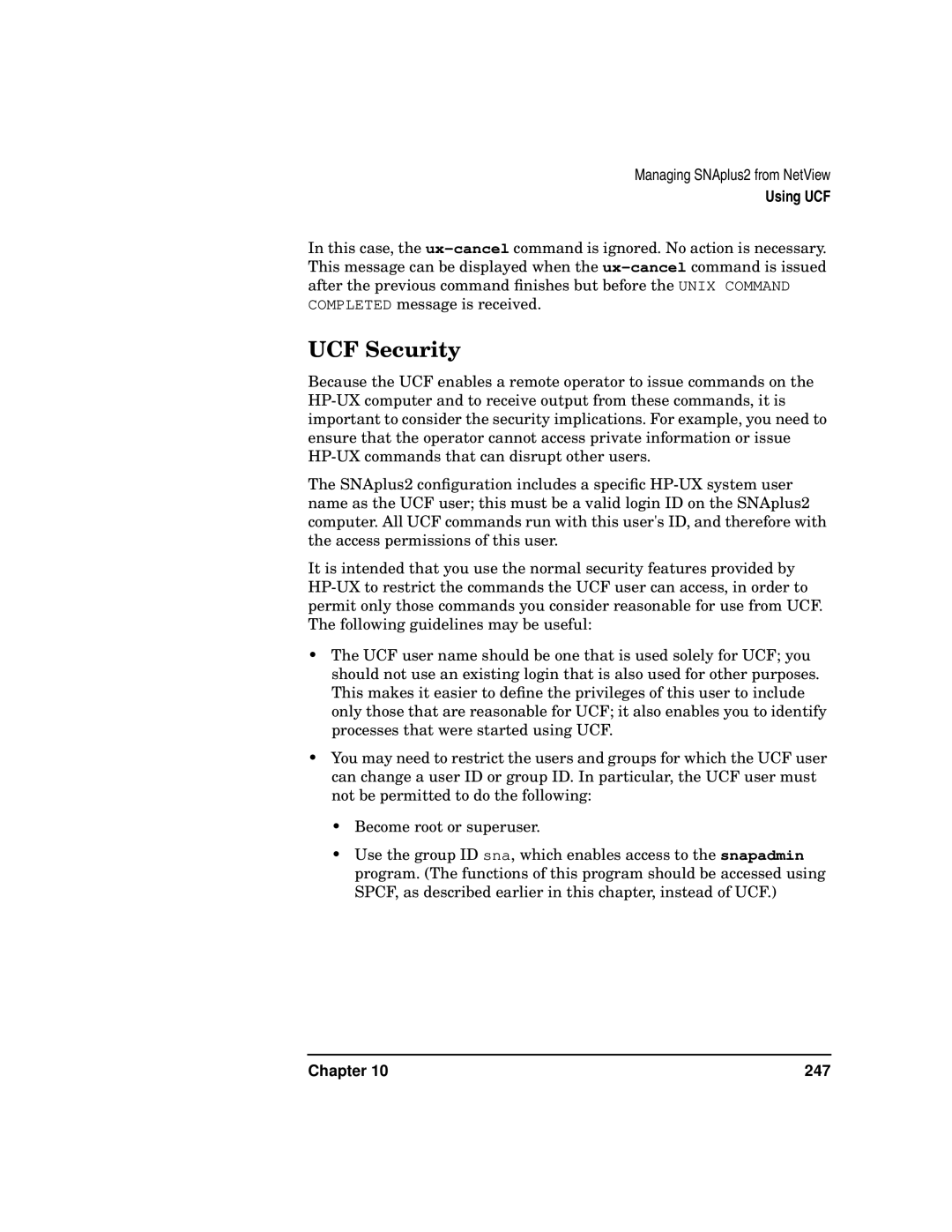 HP UX SNAplus2 manual UCF Security 