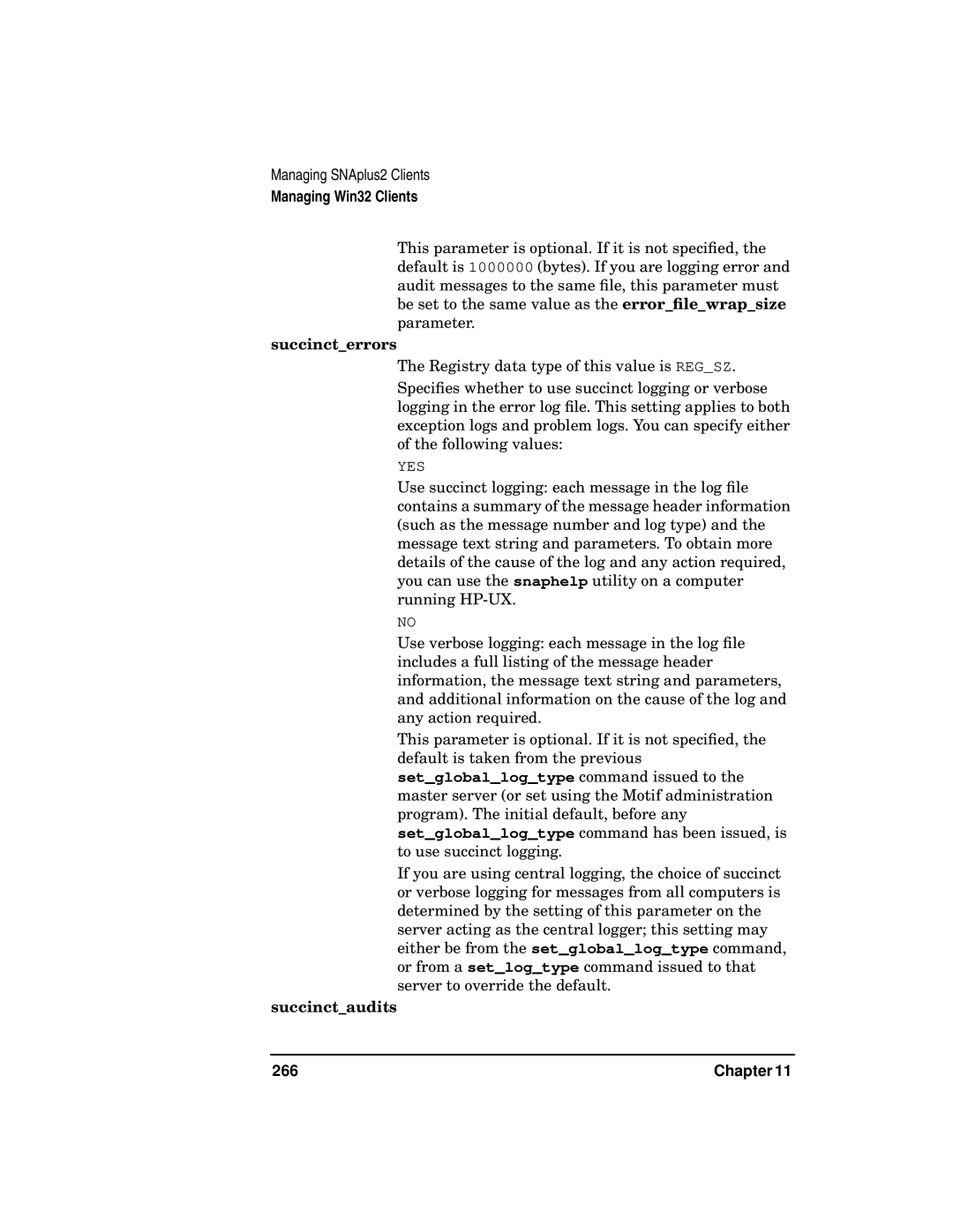 HP UX SNAplus2 manual Succincterrors, Succinctaudits 