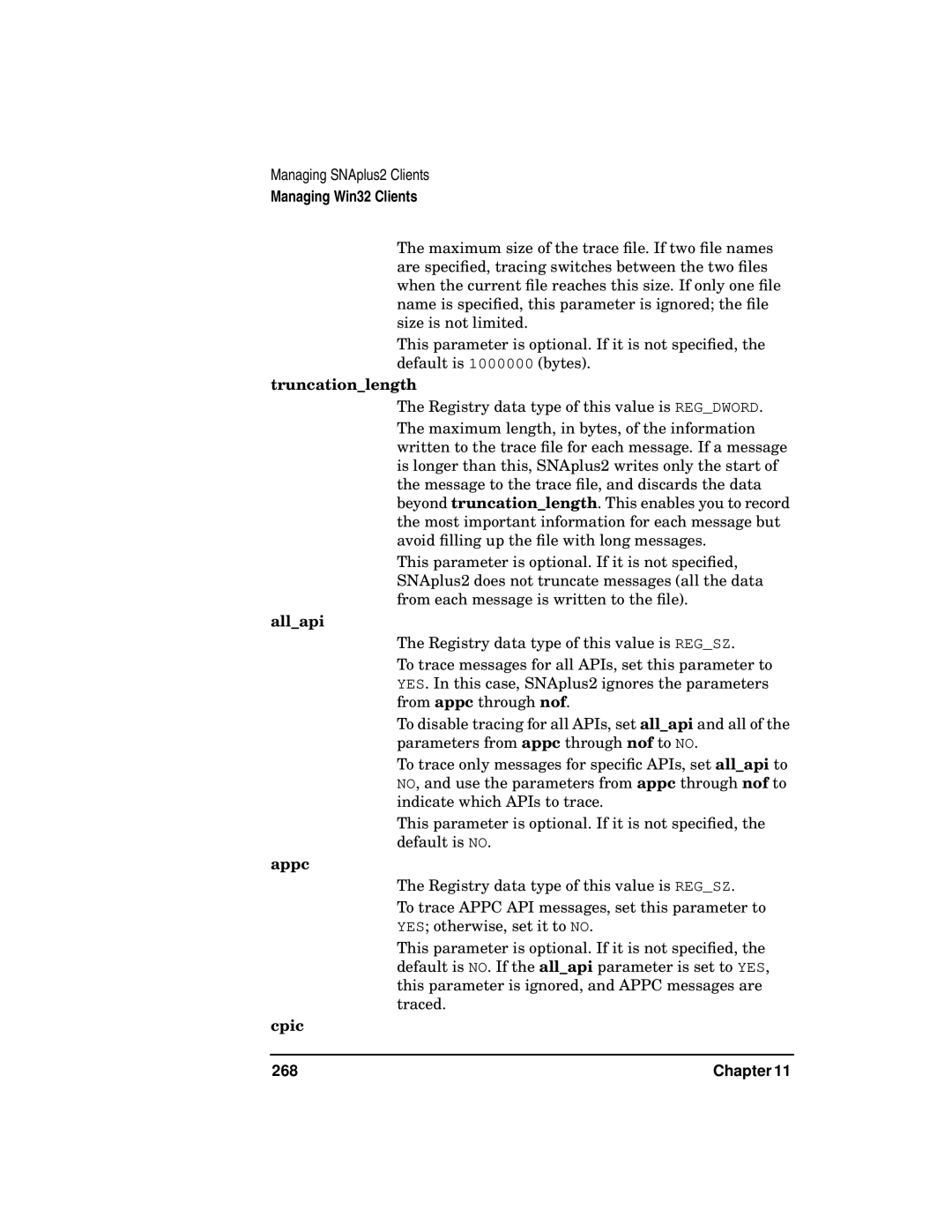 HP UX SNAplus2 manual Truncationlength, Allapi, Appc, Cpic 