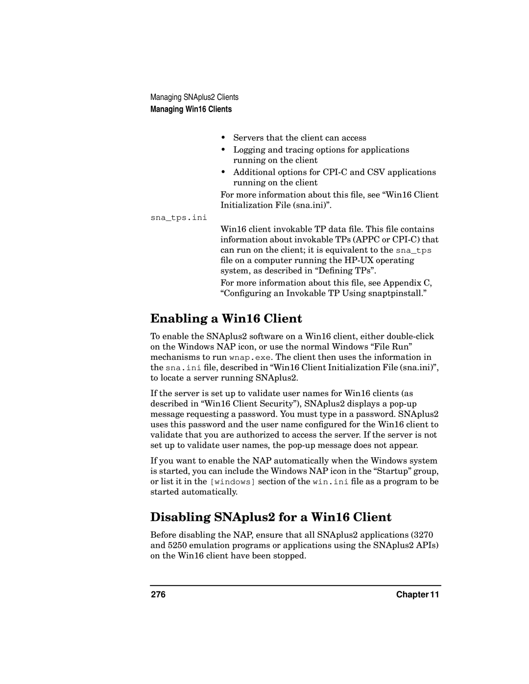 HP UX SNAplus2 manual Enabling a Win16 Client, Disabling SNAplus2 for a Win16 Client 