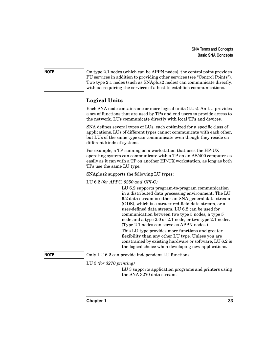 HP UX SNAplus2 manual Logical Units, LU 6.2 for APPC, 5250 and CPI-C 