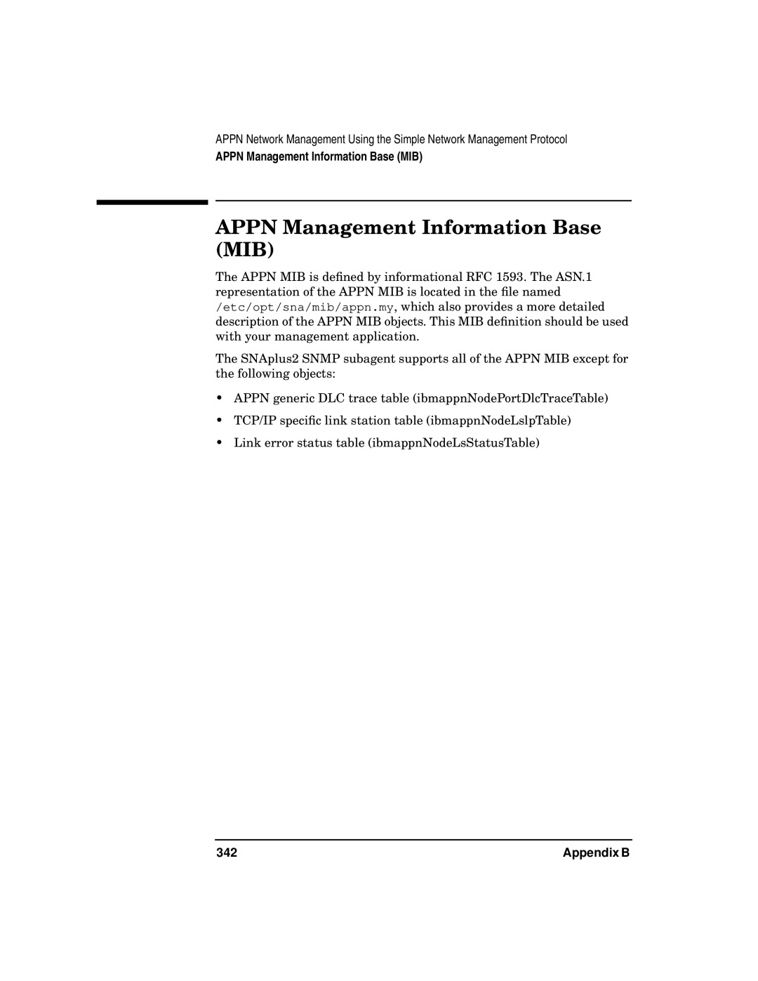 HP UX SNAplus2 manual Appn Management Information Base MIB 