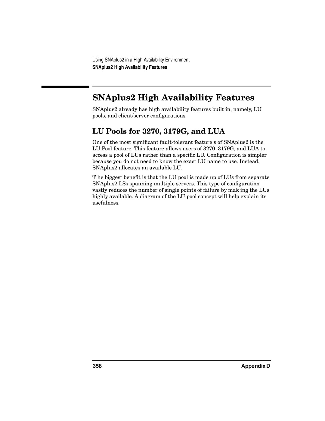 HP UX SNAplus2 manual SNAplus2 High Availability Features, LU Pools for 3270, 3179G, and LUA 